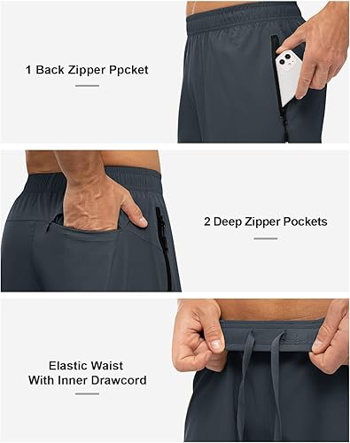 Miniatura 5 de Rdruko Pantalones cortos de senderismo para hombre con bolsillos con cremallera, 7 pulgadas, ligeros, de secado rápido, pantalones cortos de