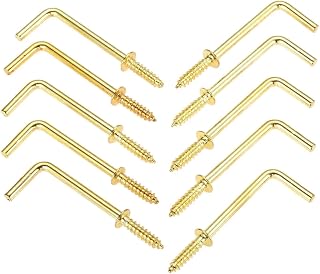 10個入り メタルフック L字型 金色 ねじ込み式ハンガー 17/25/37/47/54mm 壁掛け フォトフレーム キッチン ガーデン 屋外(37x13x3mm)