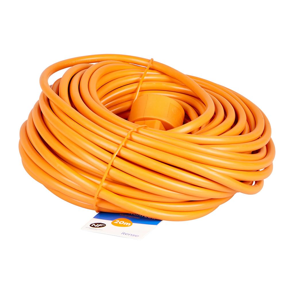 Prolungatore, prolunga elettrica - Prolunga elettrica - Prolunga 20 m - Intensità: 16 A - Cavo HO5VV-F - 2 x 1,5 mm² - Colore: Arancione - Uso esterno - Lunghezza: 20 m