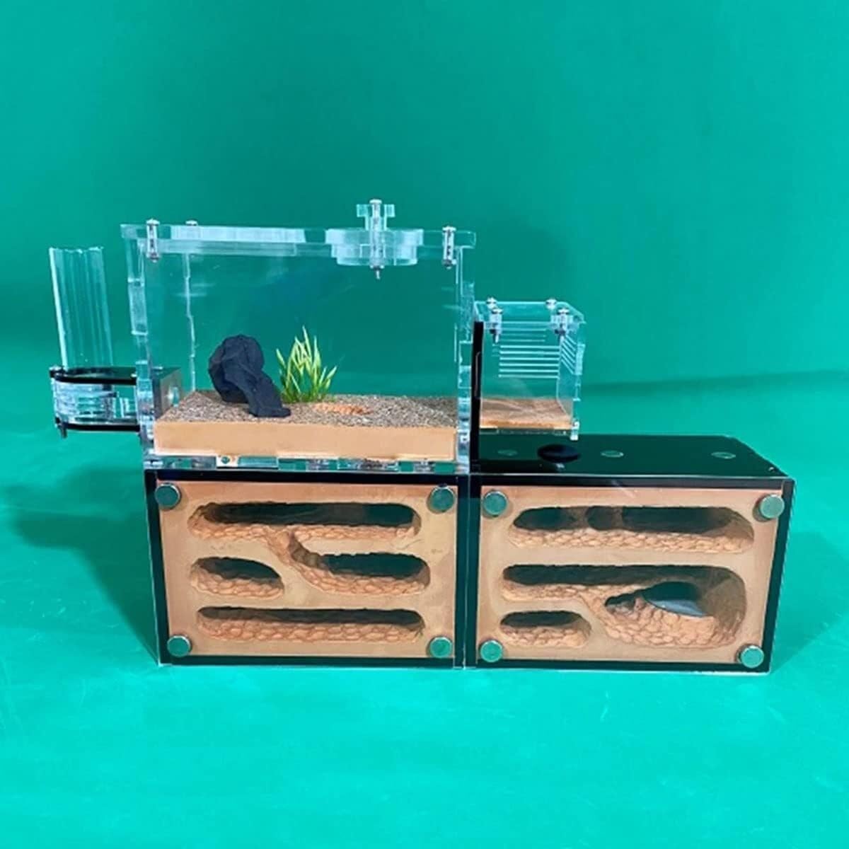 Stereoskopische Acrylbeobachtung Nest Unendlich erweiterbares Ameisennest-Ökosystem Acryl-Ameisenfarm Ameisenburg Villa Ameisenhaus Schaukasten Haustier-Ameisenhügel Werkstatt Gelber Boden Feuchtigkei