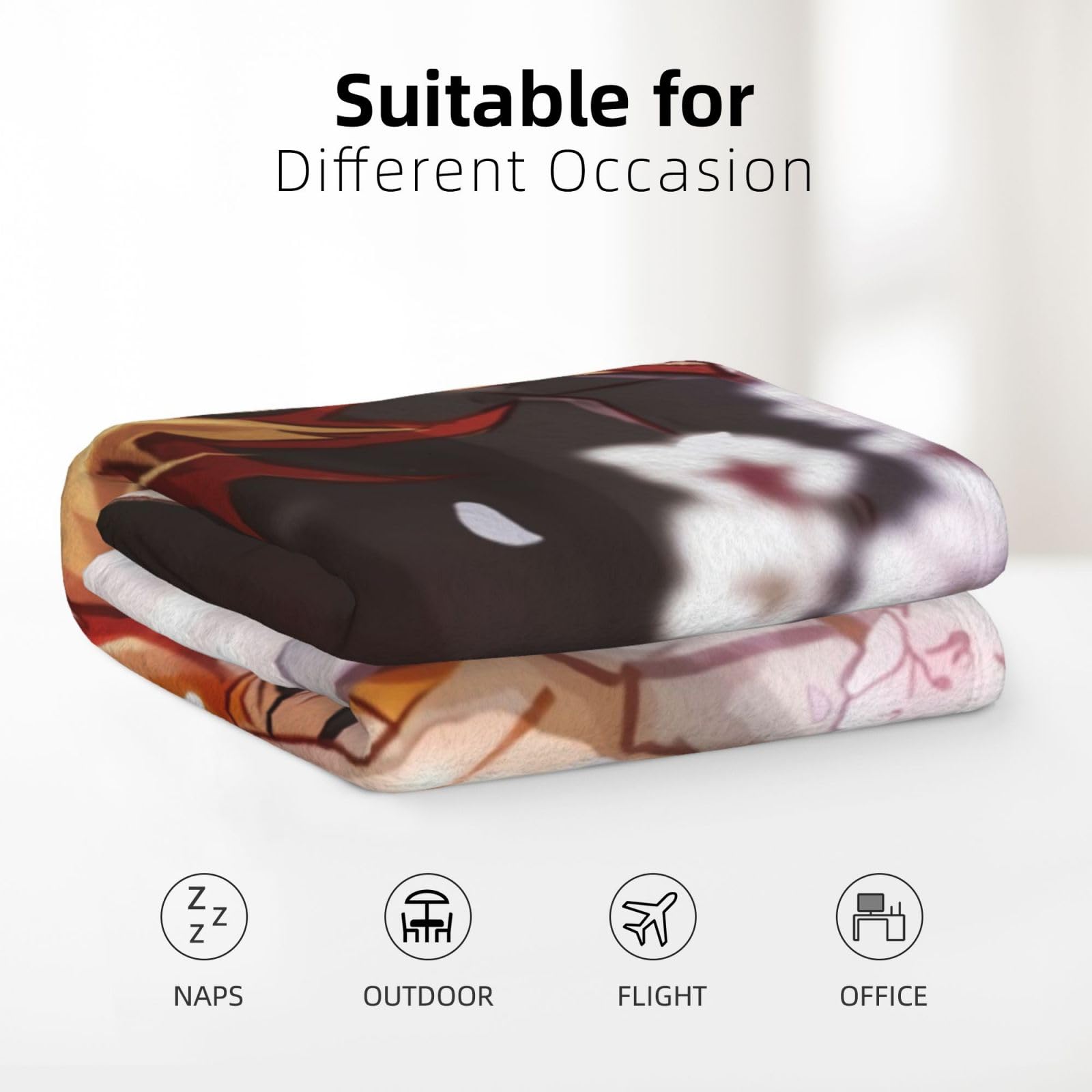 鬼滅の刃　フランネル毛布 煉獄杏寿郎柄 鬼滅の刃寝そべり煉獄杏寿郎毛布ブランケット