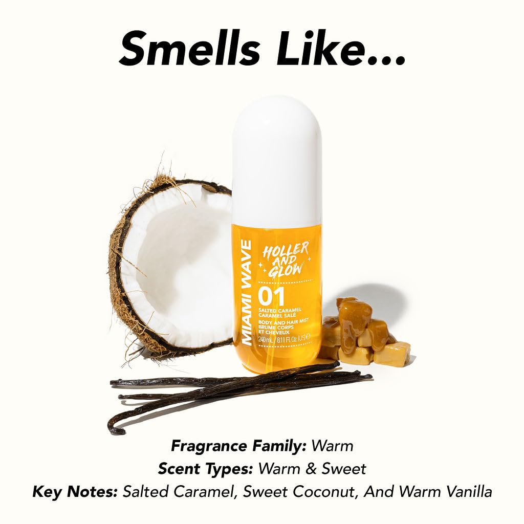 Bundle of Holler And Glow Body & Hair Mist, Body Spray For Women, Hair Perfume, Long Lasting Fragrance, Floral, Tropical, Vanilla, Warm & Sweet Fragrance Notes, 8.11 Fl Oz, 3 Pack Variety - Image 3