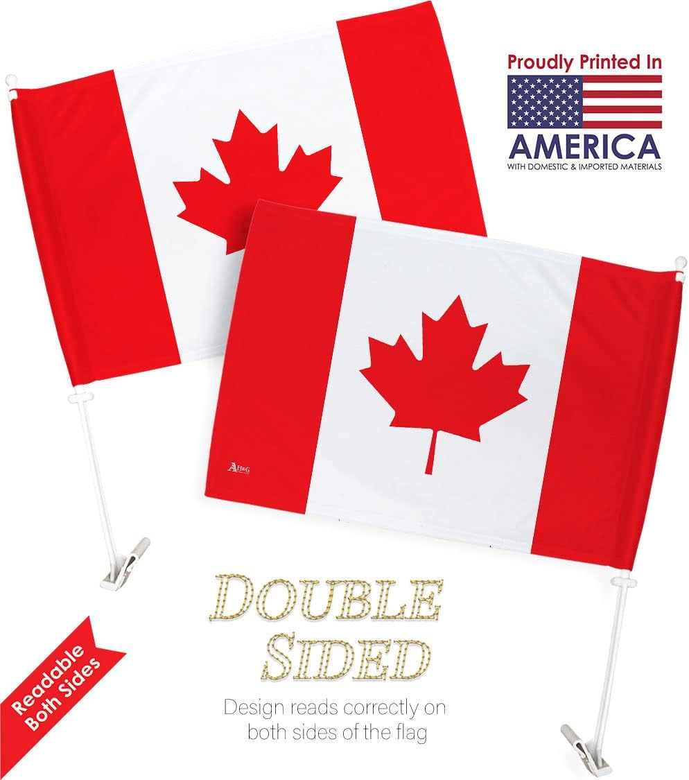 Canadian Car Flag Bandera para Carros De Canada Decor for Window Clip Mount Auto Accessories Sport Fan Gifts League Olympics Party Supplies Patriotic Decorations Made in USA
