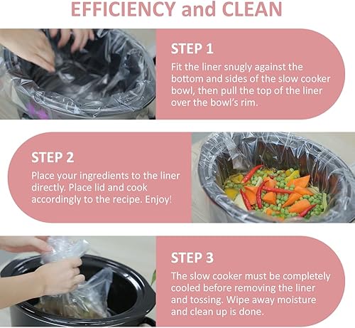 Miniatura 7 de 36 forros de olla de cocción lenta de tamaño grande de 13 x 21 pulgadas, forros desechables de nailon para ollas, bolsas de cocina multiusos sin