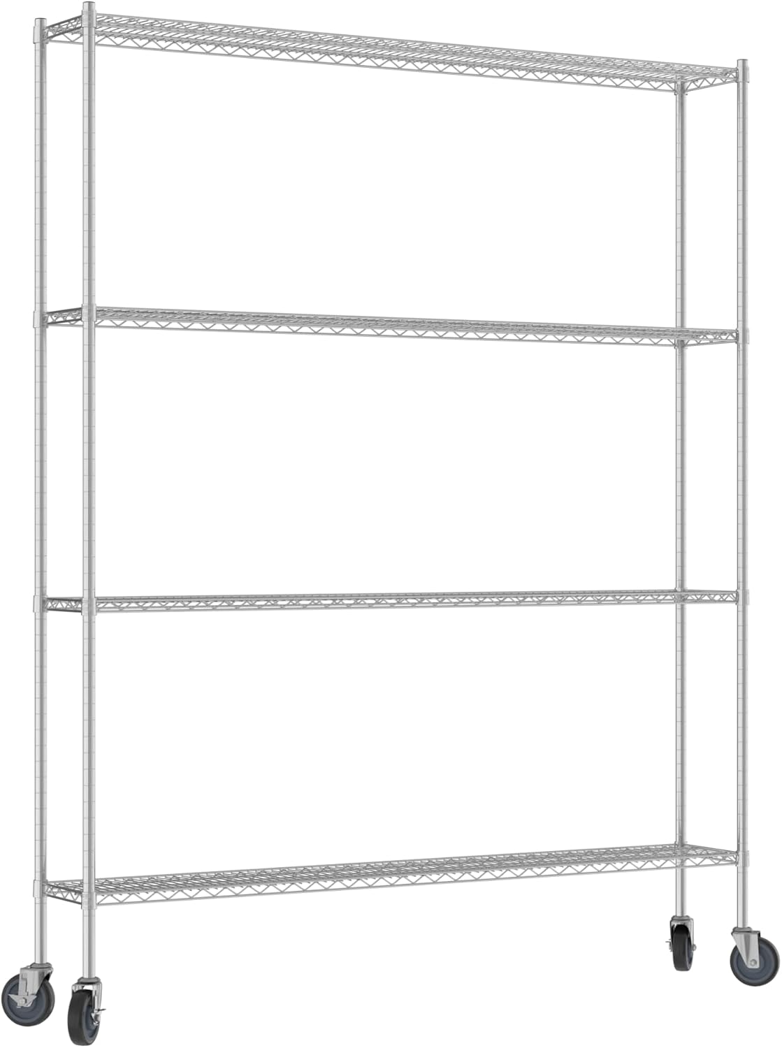 Commercial NSF Listed Chrome Mobile Wire Shelving Kit 14" x 36" x 92", with 4 Shelves Perfect for Warehouse, Walk-in Refrigerator, Freezer, Grocery Store, Restaurant, Dishroom