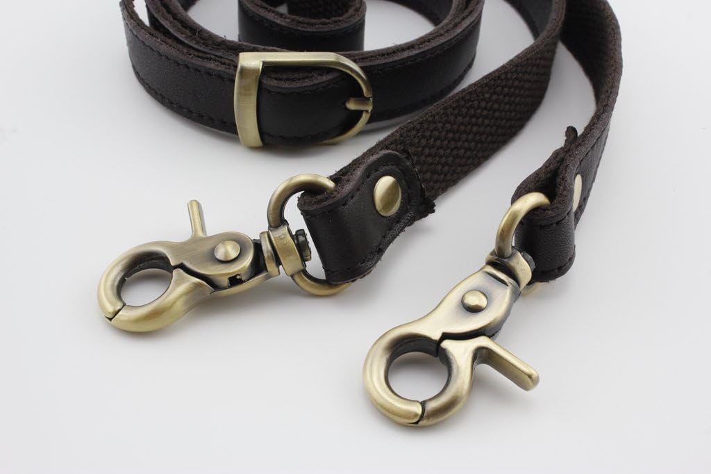 Adjustable Genuine Leather Shoulder Crossbody Bag Purse Strap Handles with Hooks for Bag Making Replacement 46 3/8" / 118cm Deep Brown AT30