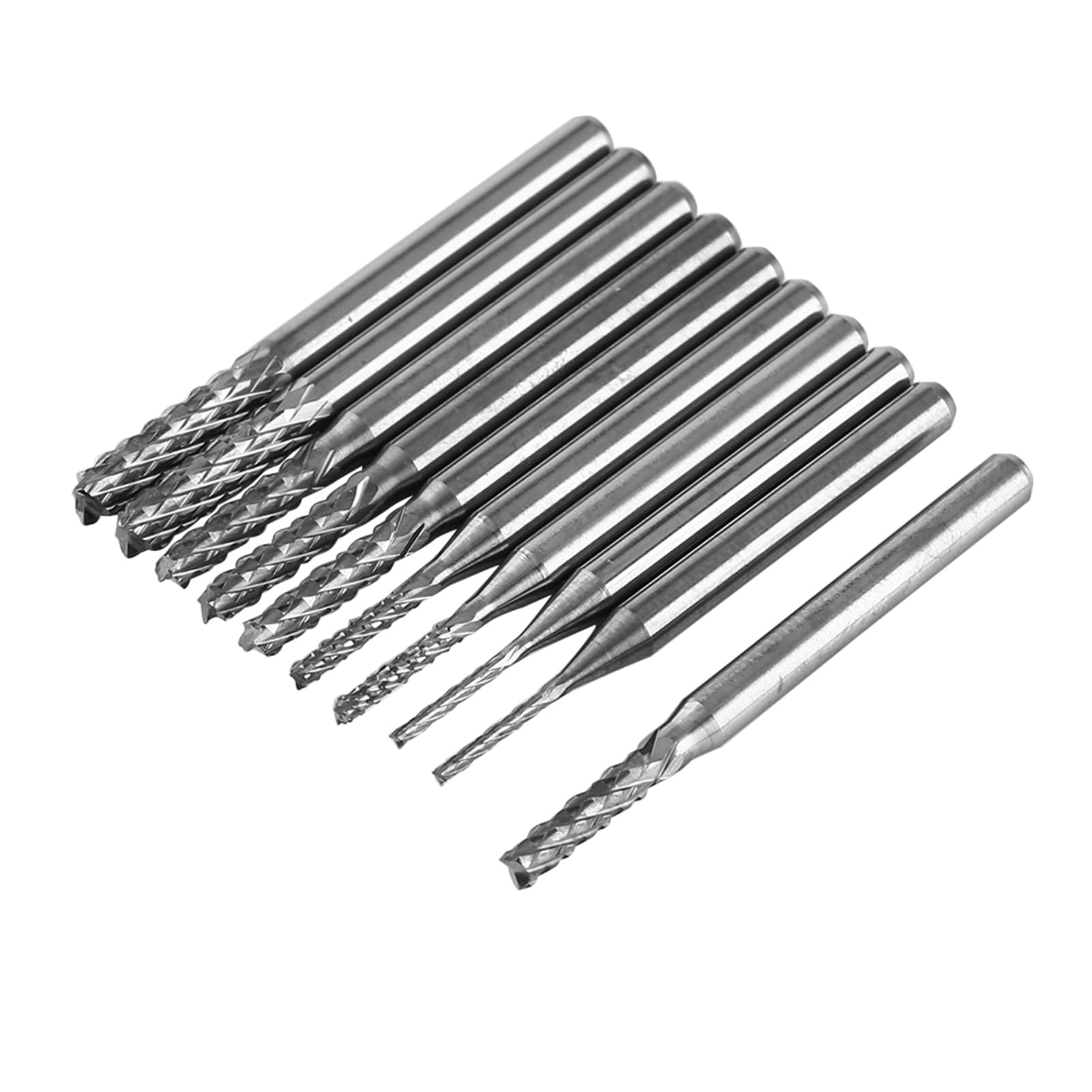 Tungsten Carbide End Mill Engraving Bits 10 Piece Professional Grade Milling Cutting Edges Set