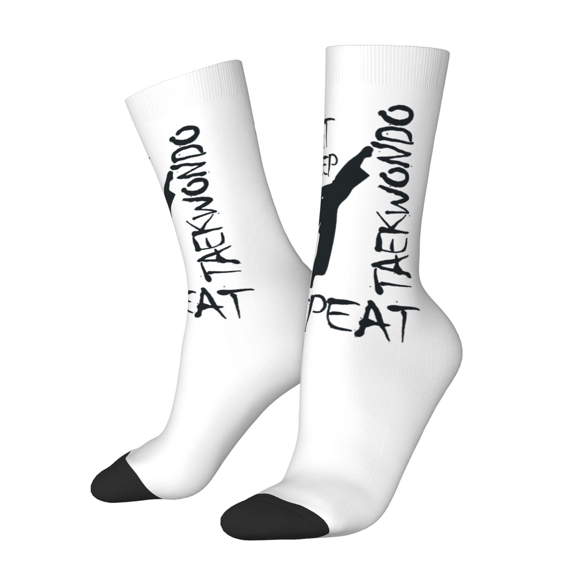 Oudrspo Unisex White Funny Socks Novelty Socks Taekwondo Funky Socks Casual Dress Socks