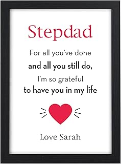 Personalised Fathers Day Gifts for Step Dad Step Daddy Presents from Step Child - Stepdad Step Father Thank You Gifts Presents Fathers Day - A5, A4, A3 Prints and Frames - 18mm Wooden Blocks