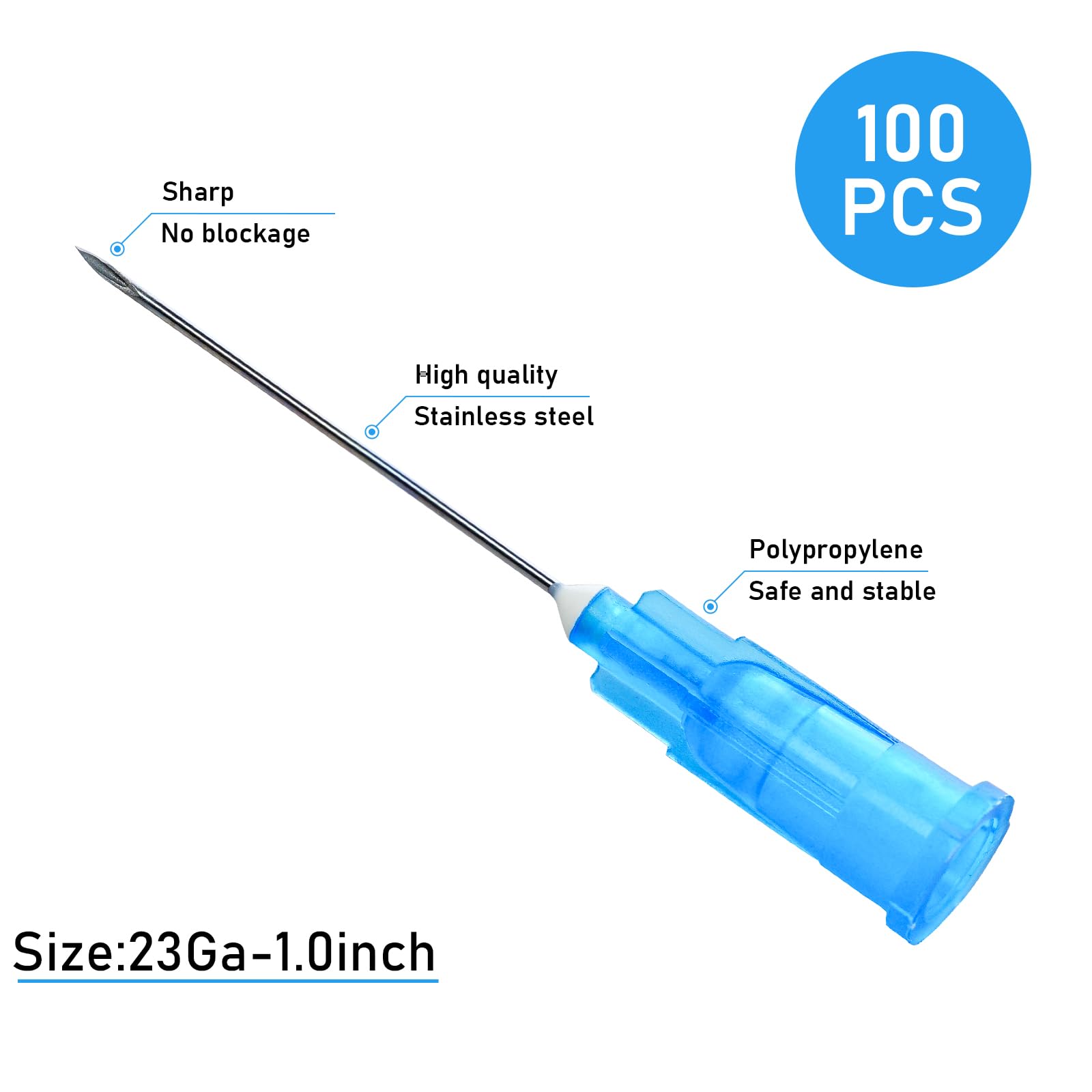 100 Pack 23G 1 pulgadas de laboratorio agujas, desechables Luer Lock Suministros estériles