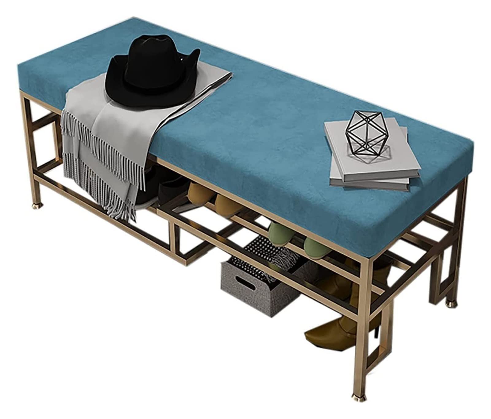 Étagère à chaussures d'entrée et banc nordique de rangement pour intérieur maison
