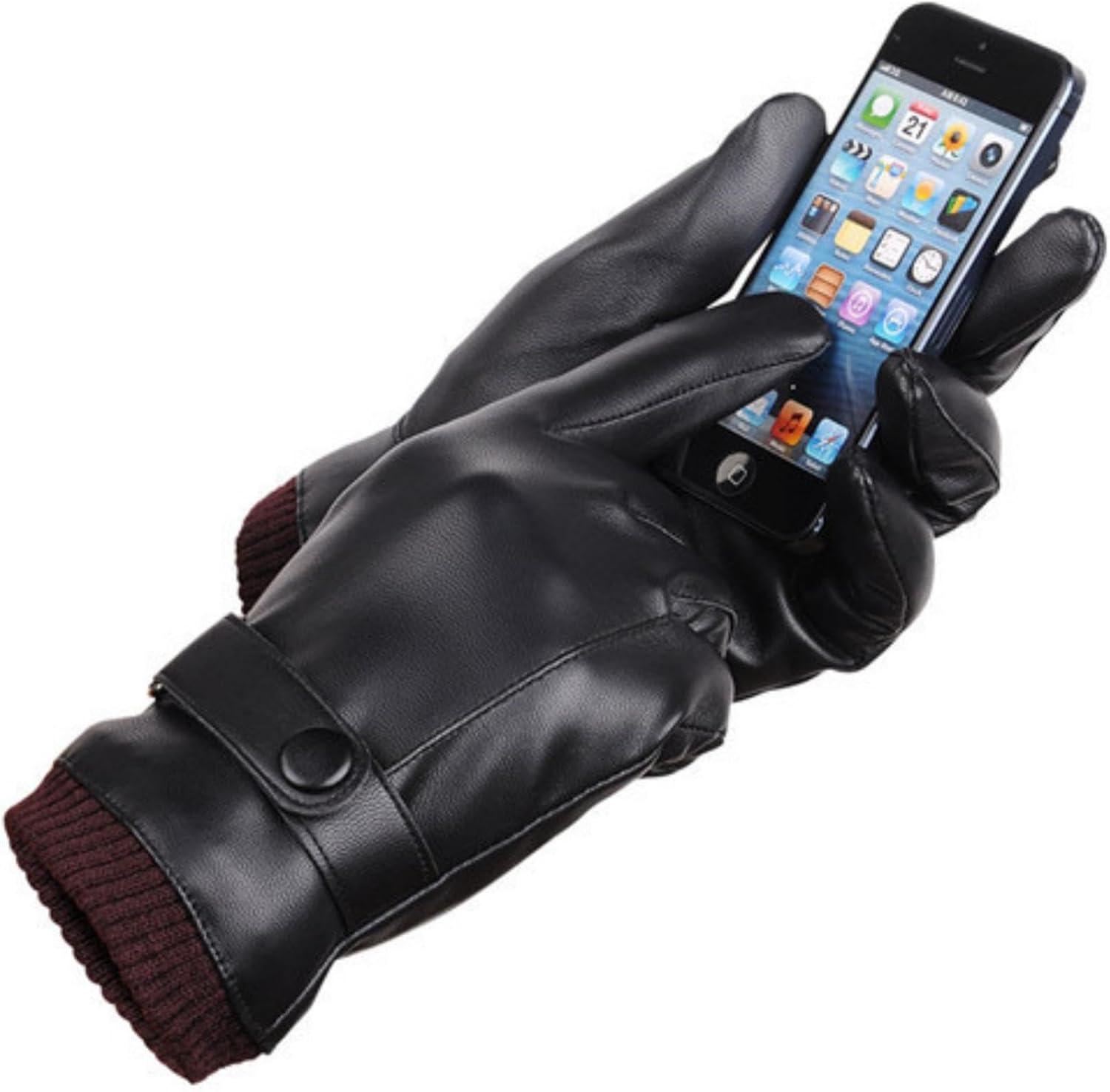 Men’s Touch Screen Cold Weather Thermal Warm Glove Winter Gloves with Warm Lining and Adjustable Wrist for Winter Outdoor Driving & Smartphone Use