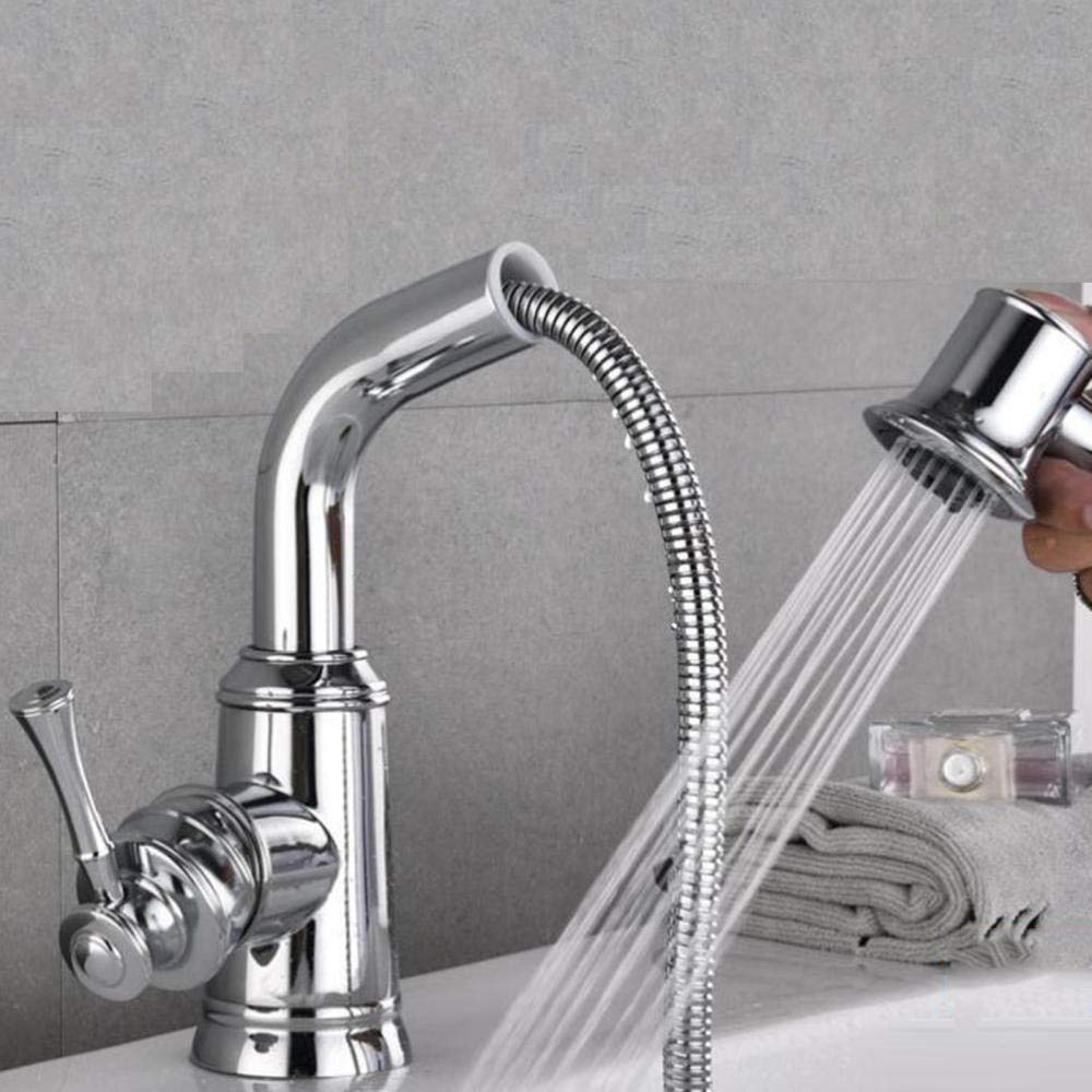 Mitigeur de lavabo extractible en laiton pour éliminer les éclaboussures