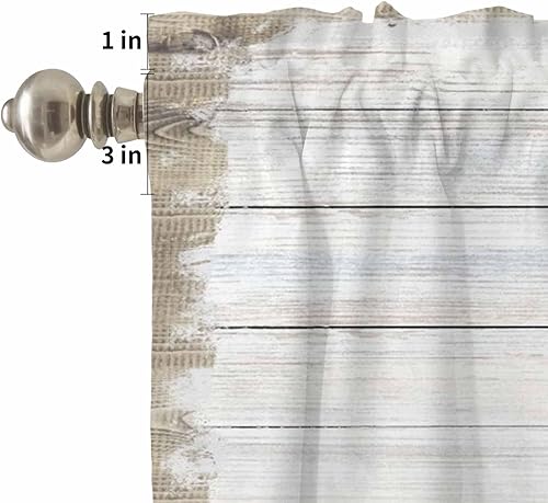 Miniatura 5 de Juego de cenefas y niveles de cortina de cocina, camión azul con bolsillo para barra de perro, juego de 3 piezas de cortina de ventana de grano de