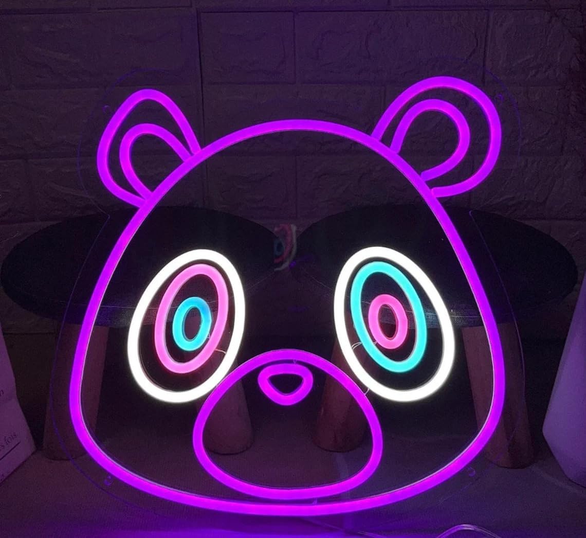 Anime Graduation Bear Neon Sign Anime Flex Led Neon Light Sign Bedroom Wall Decor Bar Shop Wedding Sign Christmas Gift (Purple)