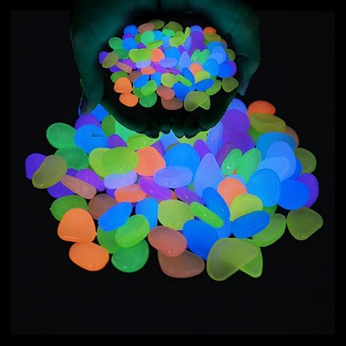 Miniatura 3 de Oismys Piedras luminosas que brillan en la oscuridad, 200 piezas de accesorios de jardín, micro paisaje, decoración de pecera, patio al aire libre,