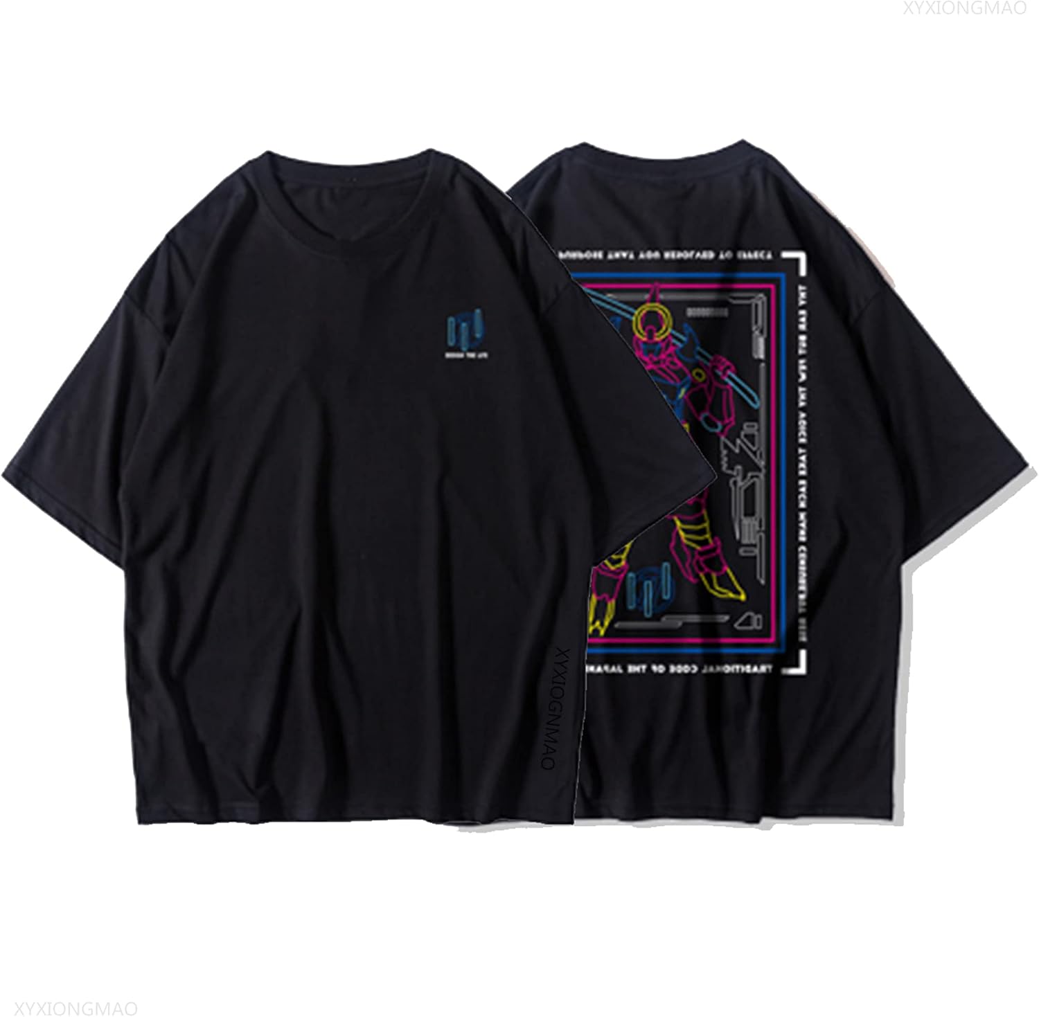 XYXIONGMAO Men's Japanese Mecha Robot Pattern Printed Streetwear Hip Hop Unisex Graphic Tees Shirts Casual T-Shirt - Image 6