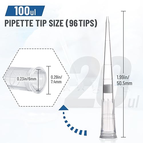 Miniatura 2 de eLabPal Filtro de puntas de pipeta de 100 ul, puntas de micropipeta universales estériles con graduación transparente, sin ADNasaRNasa, no