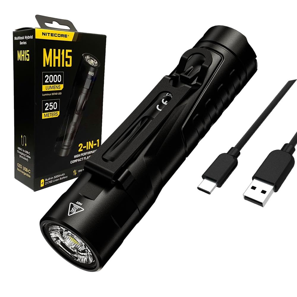 MH15 2-in-1 MultiFunct Flashlight -2000 Lumens w/Eco-Sensa Rechargeable Funct