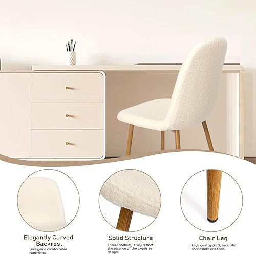 Miniatura 5 de CangLong Juego de 4 sillas de comedor, modernas sillas de cocina tapizadas de tela sin brazos, sillas laterales de vellón con patas de metal de