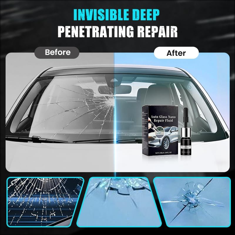 AIIONP Windshield Crack Repair Kit, 2026 Upgraded Auto Glass Repair, Glass Repair Liquid for Cracks, Quick Fix Windshield and Glass Repair Tools for Car Glass Crack Repair Kit (4Set)
