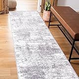 Rugshop Modern Distressed Gray Abstract Runner Rug Bohemian Inspired for Hallway, Entryway and Kitchen 2' x 7'