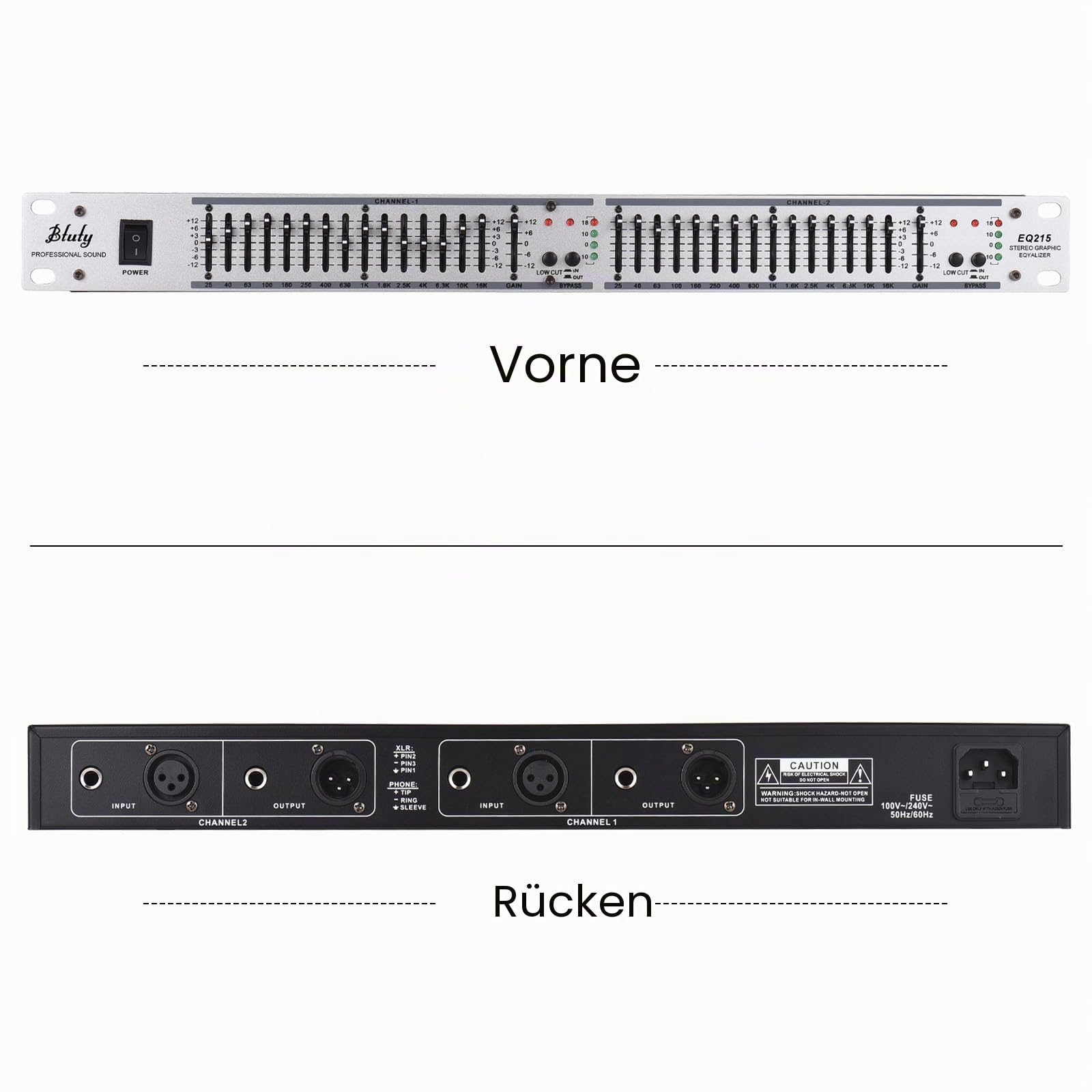 Btuty EQ-215 Dual Channel 15-Band Equalizer 1U Rack Mount 2-K Stereo Grafik-Equalizer