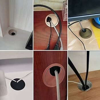 2 PCS Desk Computer Desktop Zinc Alloy Round Threading Box Hole Cover, Hole Diameter: 60mm (Green Bronze