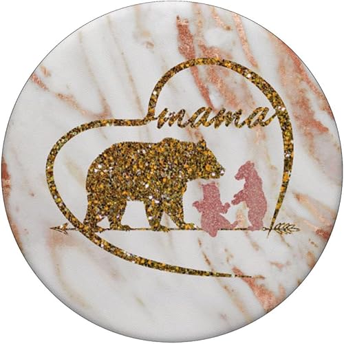 Miniatura 3 de Enchufe de oro rosa con diseño de oso de mamá con 2 cubos de corazón para regalos  PopSockets agarre y soporte para teléfonos y tabletas Black