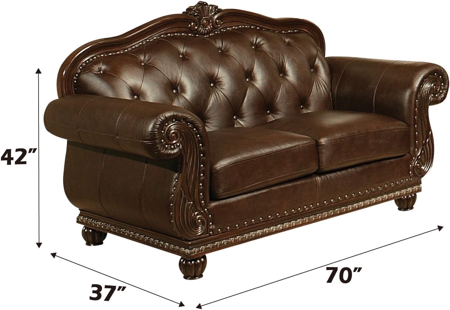 Acme Anondale Loveseat in Espresso Top Grain Leather Match and Cherry