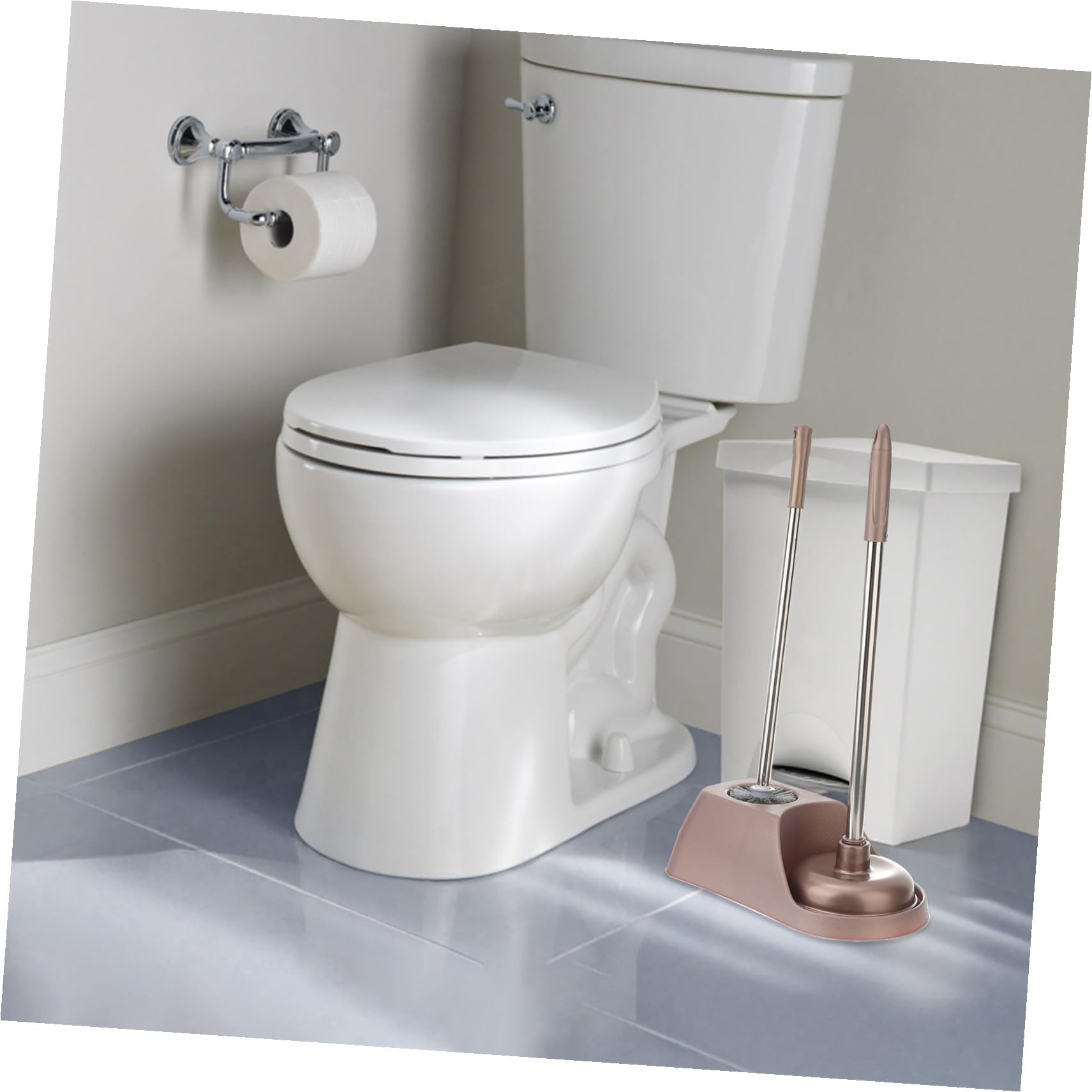 Toyvian Toilettenbürste und Saugglocke mit Halter Ergonomisch Kratzschonend Langlebig Kraftvoller Wc reiniger für Badezimmer Hotel Büro und Öffentliche Räume Braun