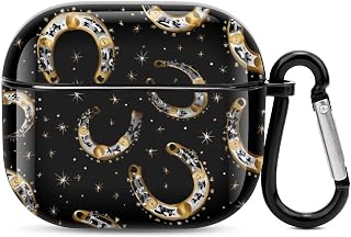 Horseshoes Pattern Bluetooth Earphone Case with Carabiner | Shock Resistant Protective Case,Earbud Case Compatible for AirPods 3