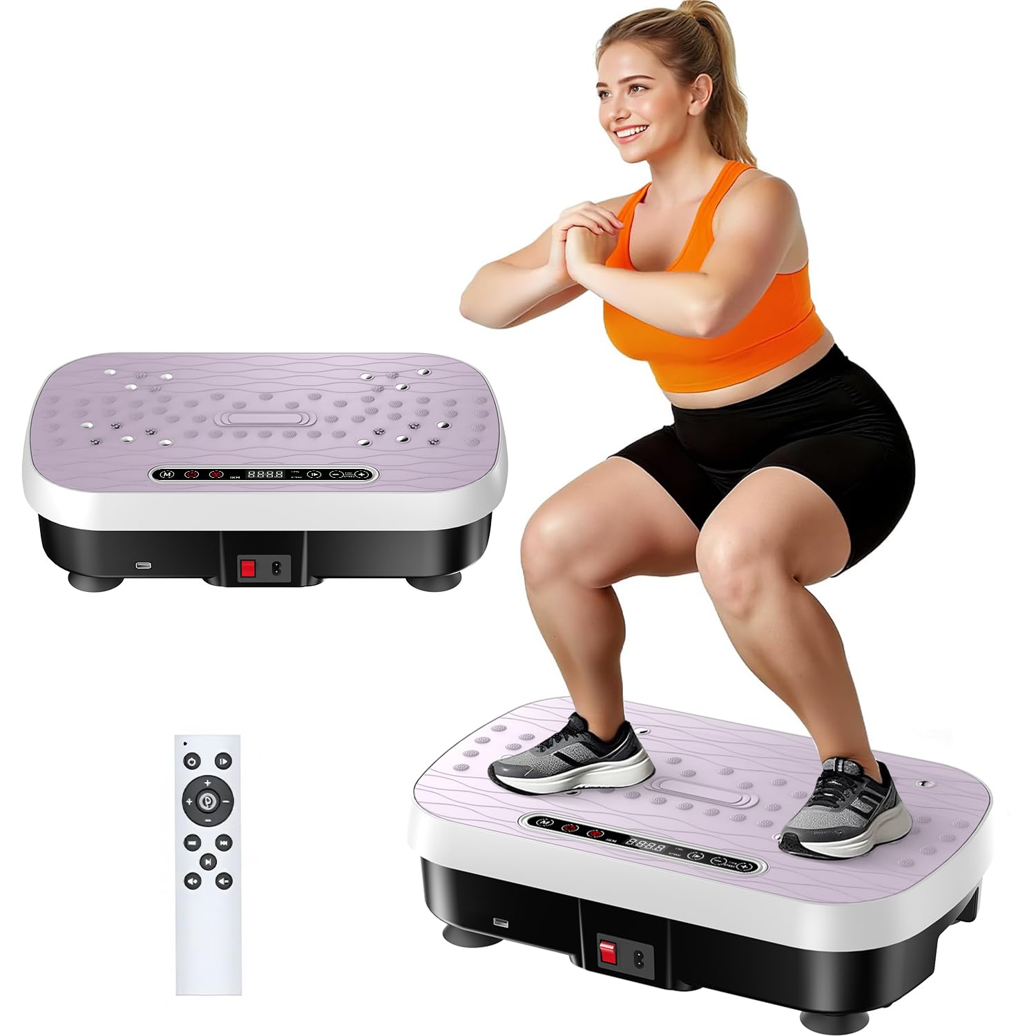 Vibration Plate Exercise Machine for Lymphatic Drainage Muscle Activation Full-Body Workout Vibrating Platform with Loop Bands