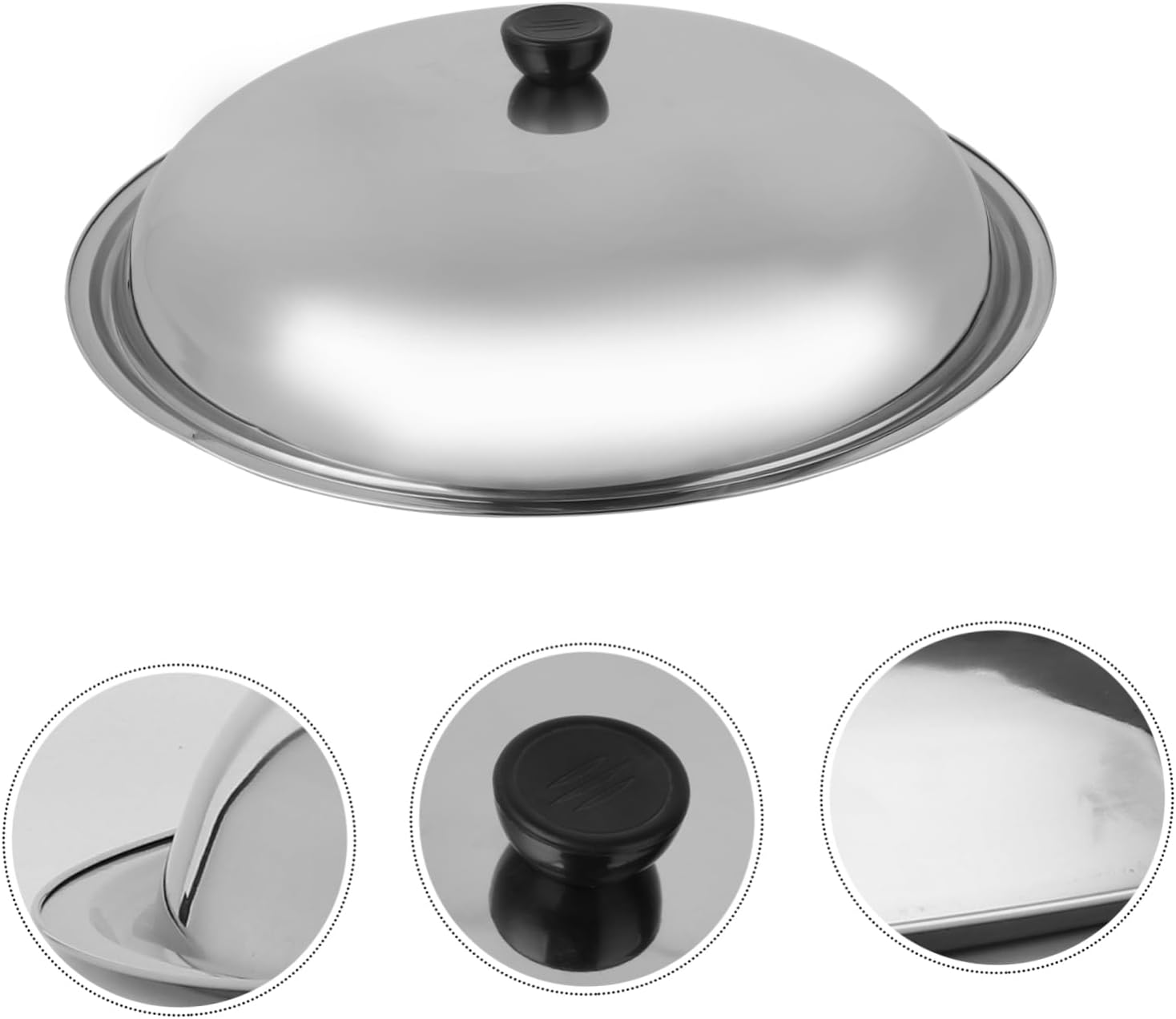 DOITOOL 40cm Universal Pans Pots Lid Cover Stainless Steel Frying Pan Cover with Cool Handle Cookware Lids Cooking Dome Cover Pot Lids Replacement