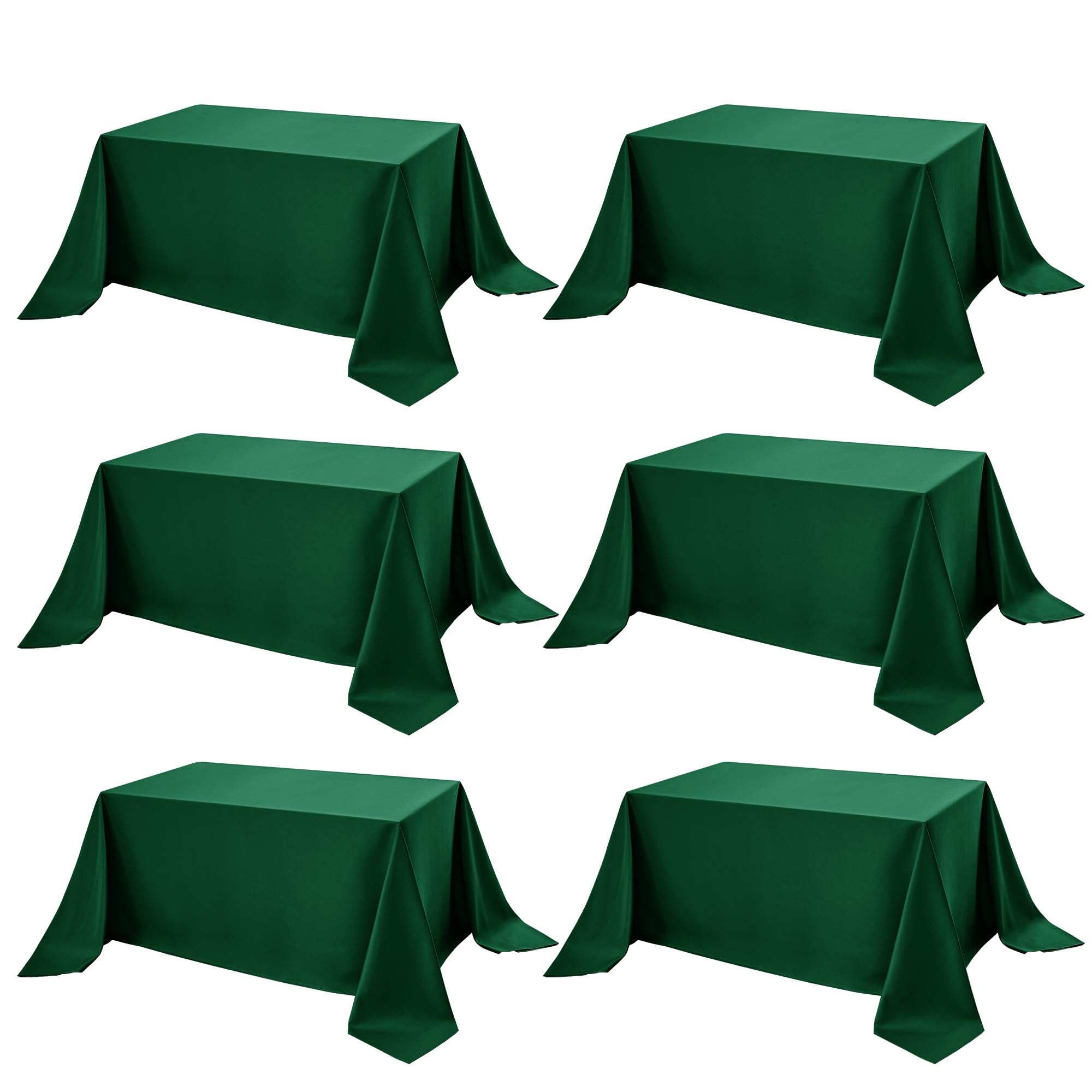 6-Pack Hunter Green Tablecloths for Rectangle Tables, 90 x 132 in