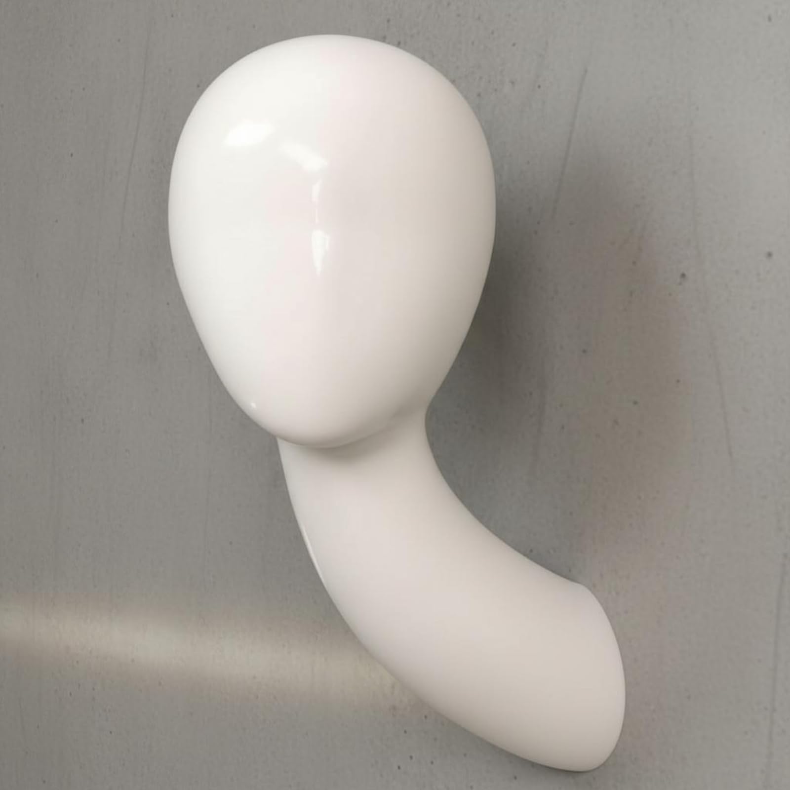 Qianly Testa Manichino Collo Curvo Salvaspazio Testa Manichino Brillante Leggero Espositore Cappelli per Negozio , Bianco