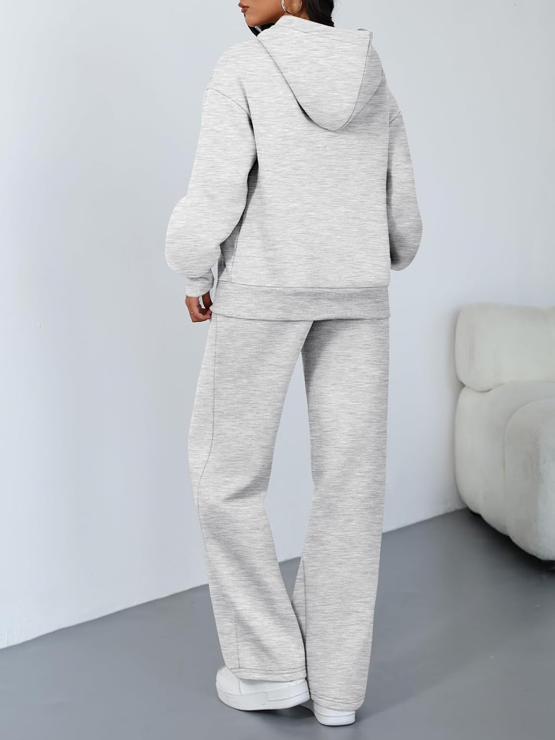 Trendy Queen 2 Piece Lounge Sweat Sets Plus Size Fall Fashion Matching Sweatsuits Wide Leg Pants Travel Outfit Winter Clothes - Image 4