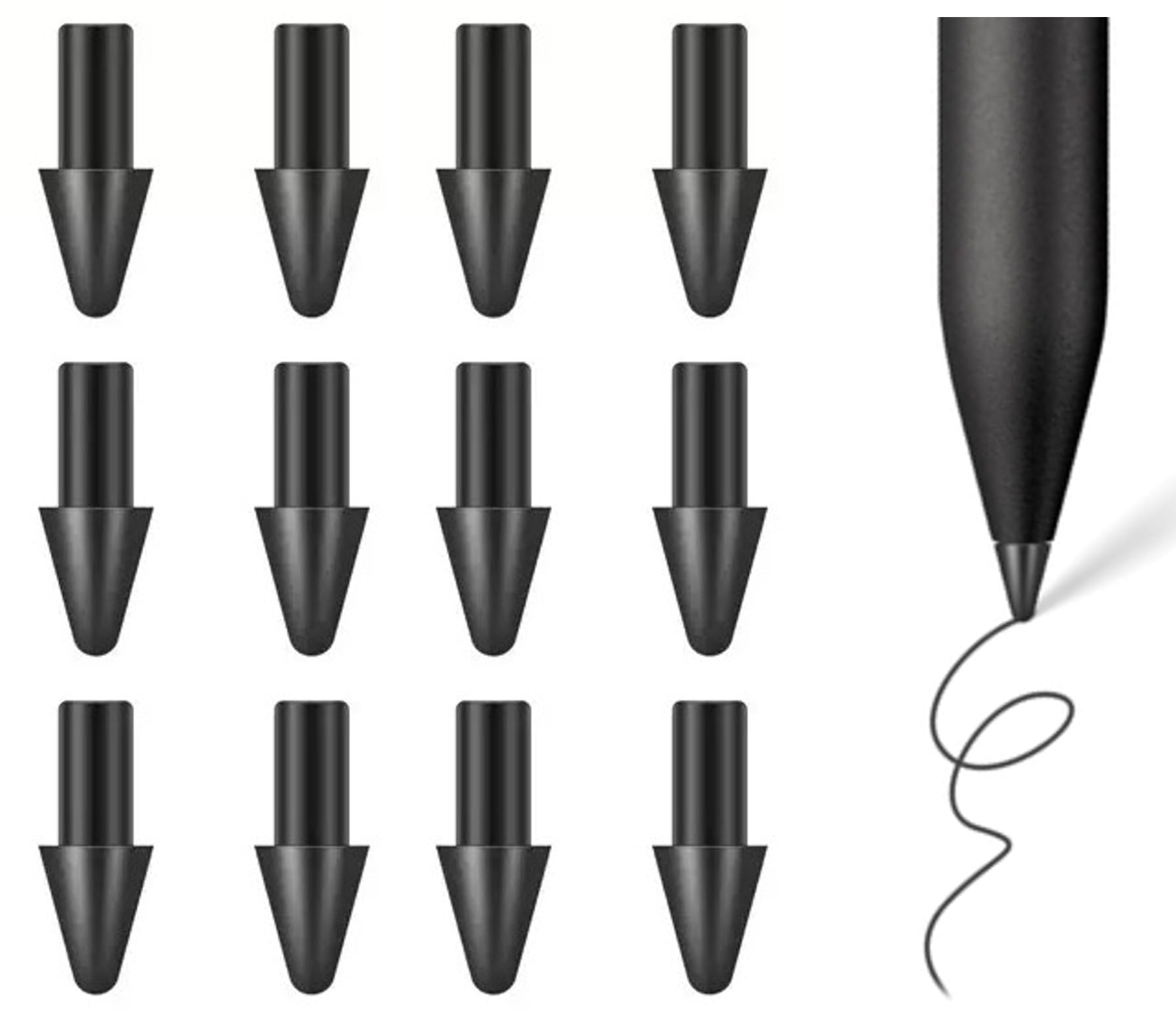 Photo 1 of [OEM 12PCS] Carbon-Filled Tips for Remarkable Paper Pro Pen Tips,Durable Nibs Compatible with Remarkable Paper Pro 2024 Stylus Pen Replacement Tips/Nibs (12PCS Tips-Black)