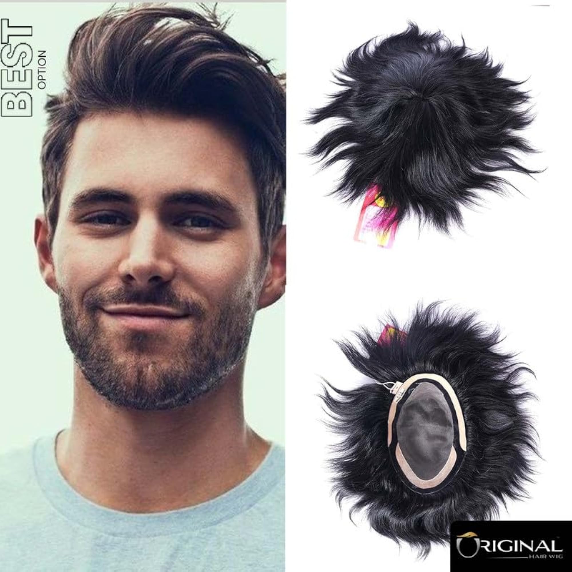 Men's Smart Patch 100% Human Hair Toupee, Matte Natural