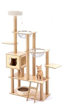 マット付 キャットタワー 木製 宇宙船 多頭飼い 据え置き型 大型猫 爪とぎ Amazon | 猫家族 キャットタワー 木製 滑り止めマット付 宇宙船