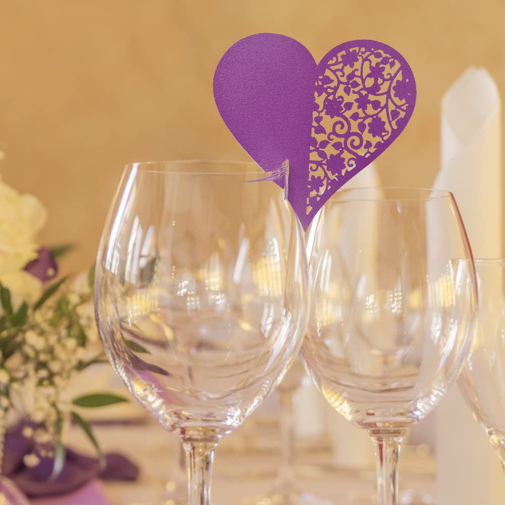 50 Cartes Porte-noms En Forme De Cœur - Pour Verre à Vin, Mariage, Fête, 80x80 Mm, 6 Couleurs