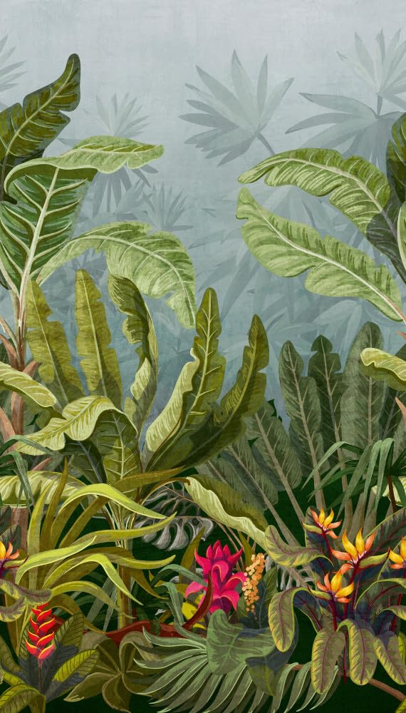 Parrot Jungle Leaf Wallpaper Green Mural Grandeco A50701 5411012467883