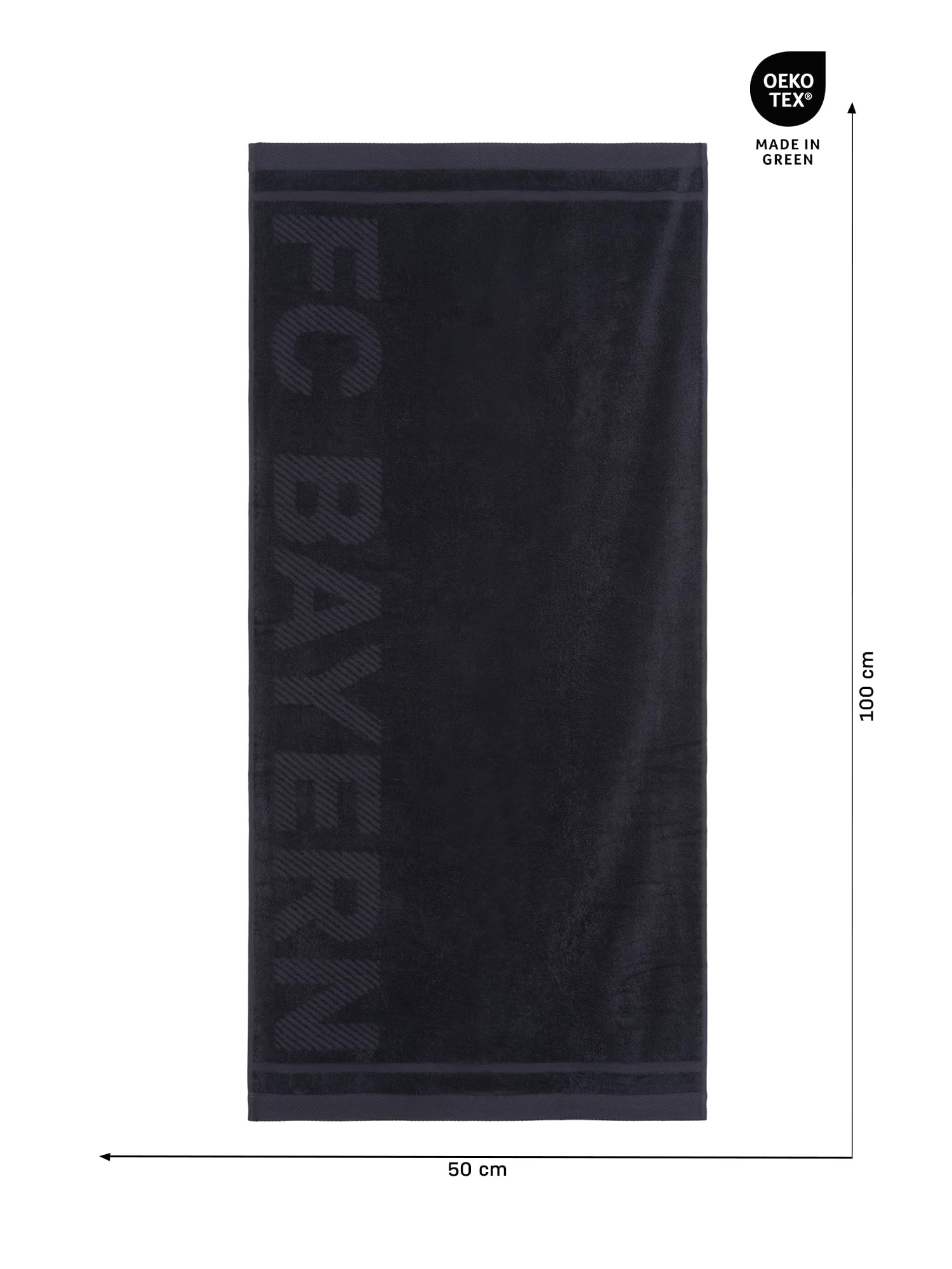 Serviette De Bain FC Bayern Munich Arena - 100% Coton, 100 X 50 Cm, Noir Avec Logo Officiel