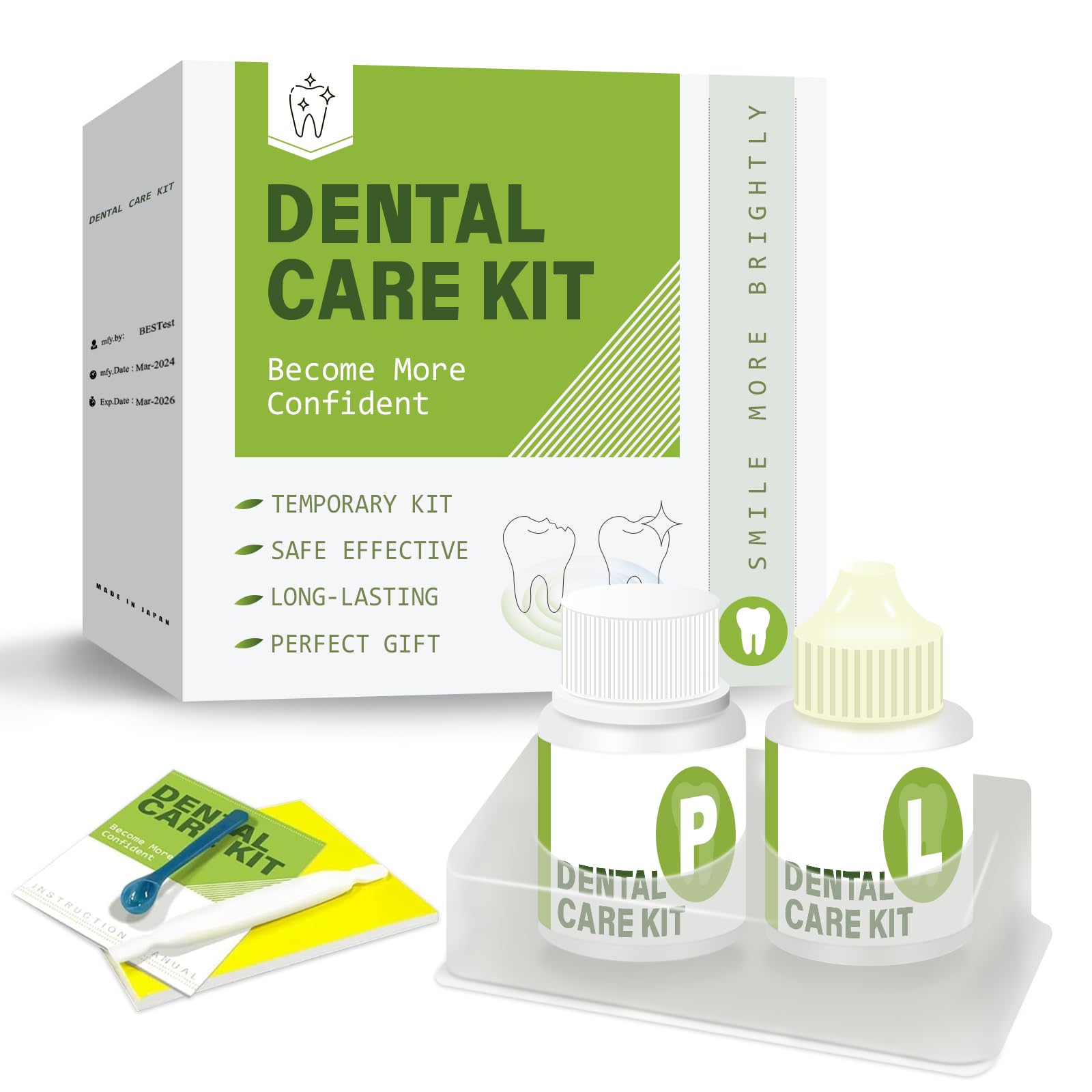Temporary Tooth Repair Kit - Zinc Oxide Eugenol Cement Dental Care Kit Glue for Crowns & Bridges Filling - Improves Smile