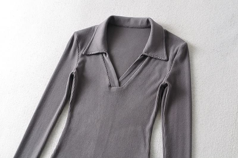 Tute da Donna con Colletto rovesciato a Maniche Lunghe Tute Sottili Elastiche lavorate a Maglia (Color : A, Size : M Code)