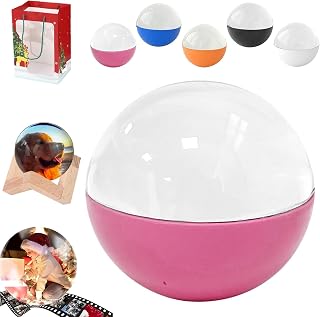 WiFi Crystal Ball - 3D Video & Photo Memory Sphere, 2.7 Inch Core Memory Orb Ball USB Rechargeable, Ornament Sphere Lamp with Electronic Screen for Anniversary, Wedding (Glitter Pink)
