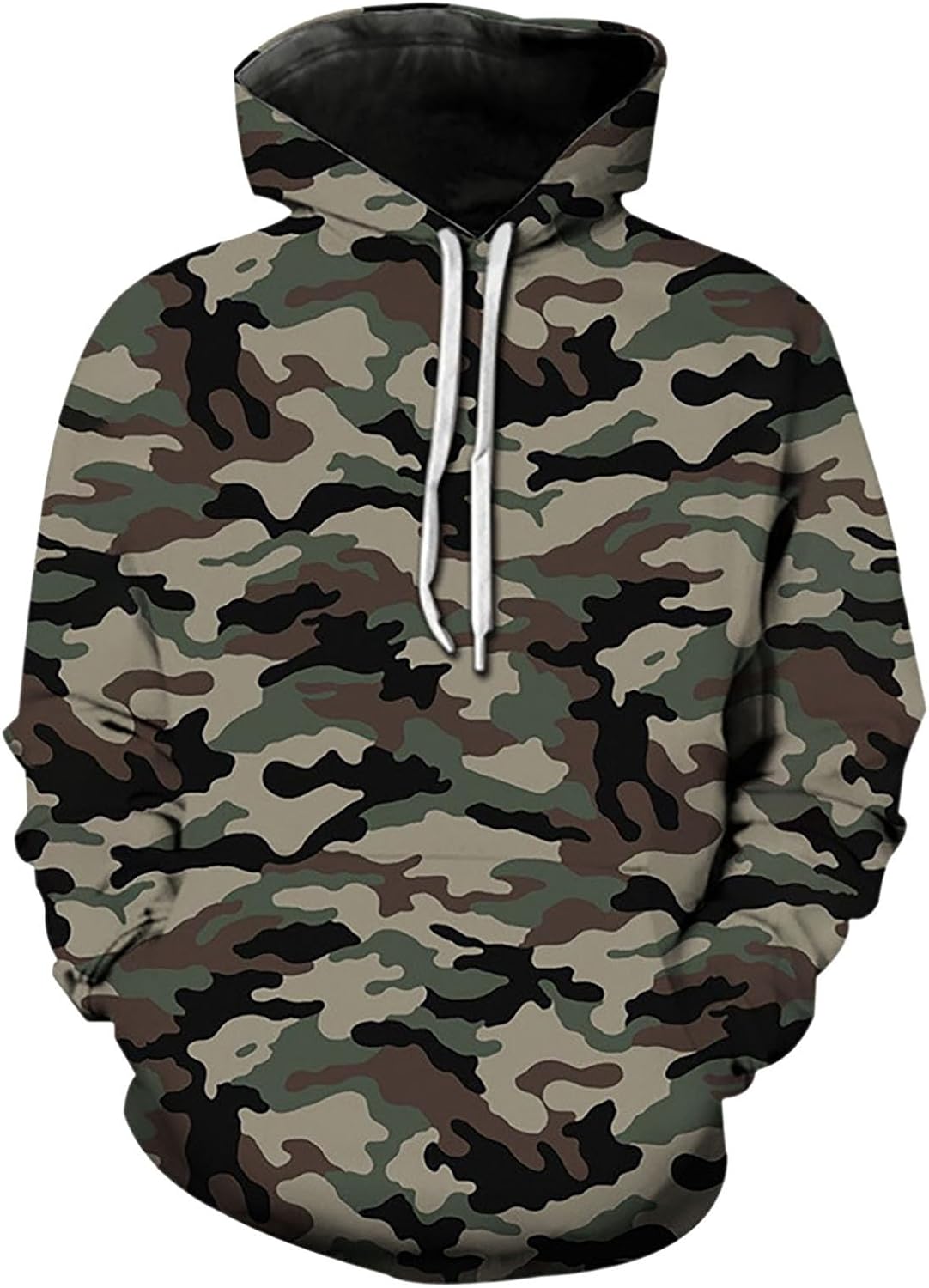 Lightweight Hoodies For Men Long Sleeve Printed Pullover Sweatshirts Regular-Fit Clothes With Pocket For Walking Outdoor