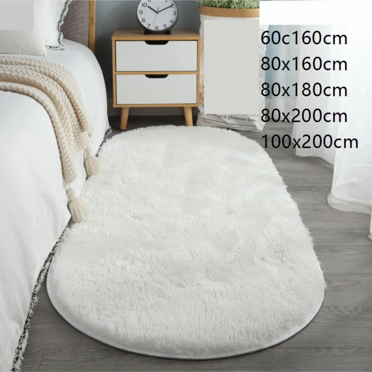 Tappeto ovale in peluche per sala giochi e camera da letto, tappeto ovale, per interni, guardaroba e sala da pranzo, tappeto decorativo per la casa (G, 100 x 200 cm)