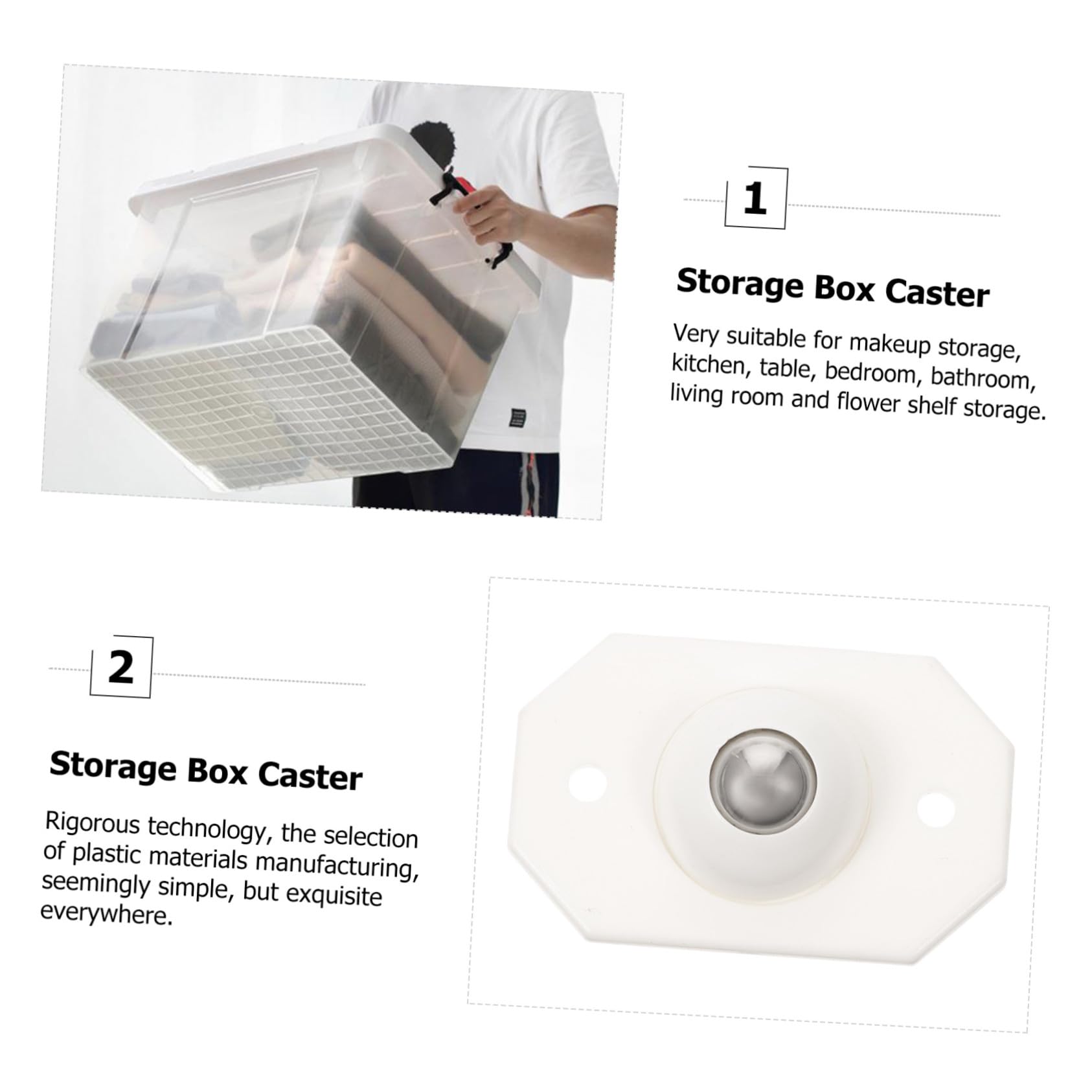 Rotelle Adesive per Mobili 24 Pezzi Plastica Bianco | Scatole e Imballaggi, Sfera Orientabile Silenziosa, Uso in Camera da Letto per Trasloco