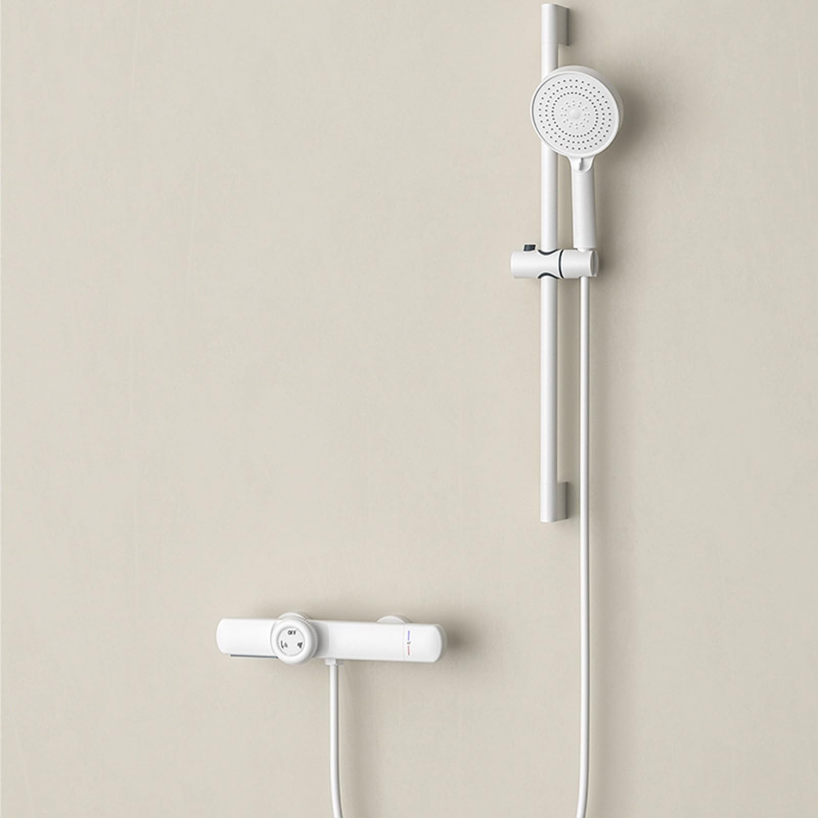 SnamicE Waterfall Bath Mixer Taps with Shower Chrome Wall Mounted tatic Bath Shower Mixer Tap and Riser Single Handle Bathtub Tap,White